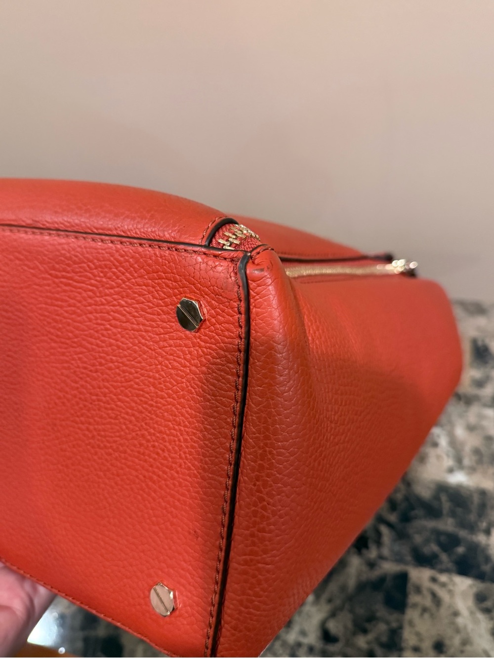 Henri Bendel Tribal Geo Embroidered Bag Paprika Red/Orange - Picture 7 of 14